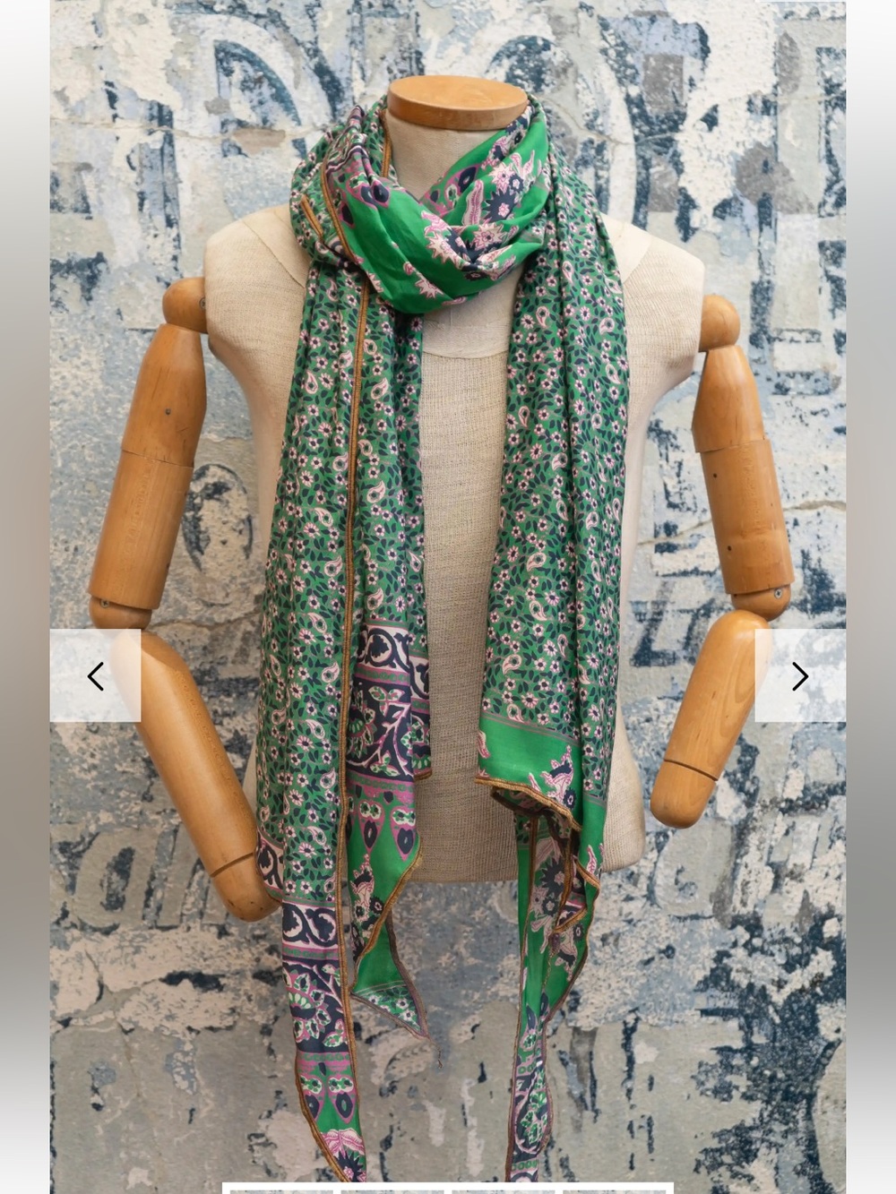 Late Sunday Afternoon silk Green Floral Scarf wrap “Springtime Joy”